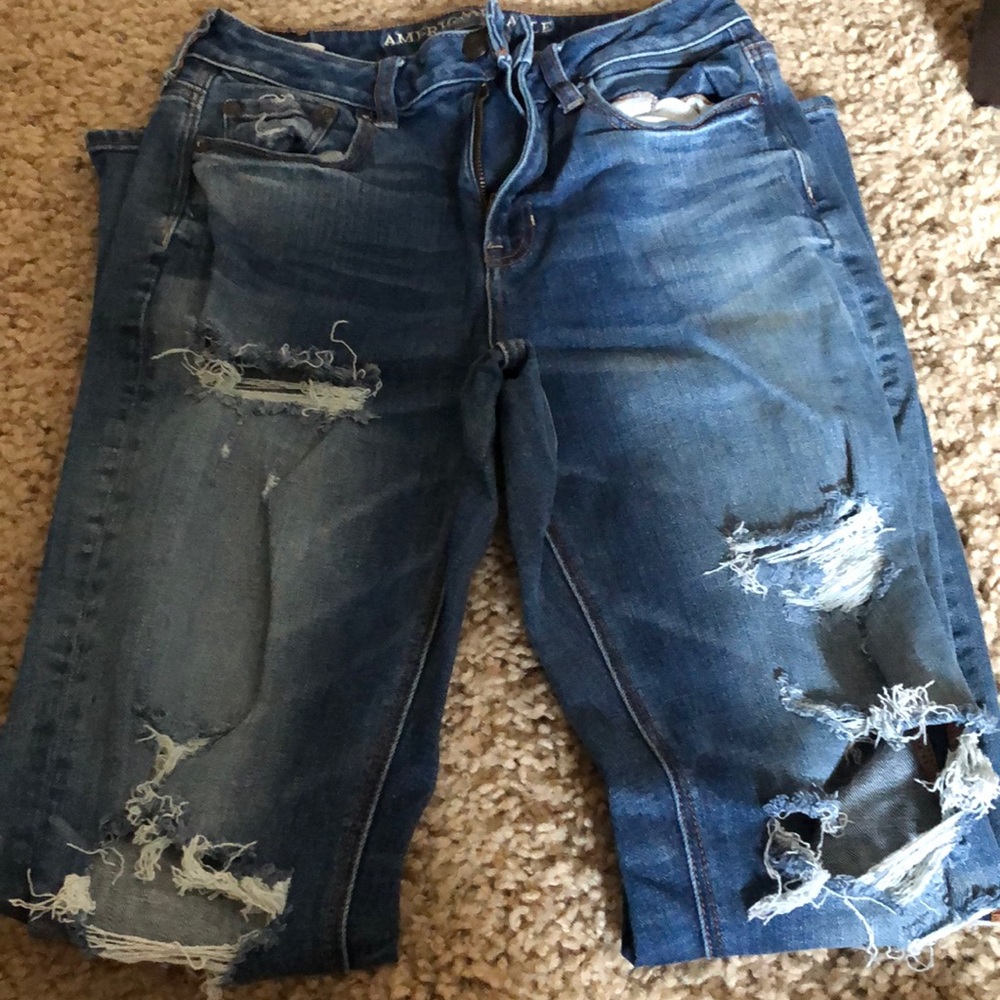 Ripped blue jeans